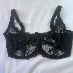 Soma Sensuous Unlined Black Embroidered Lace Bra 36g